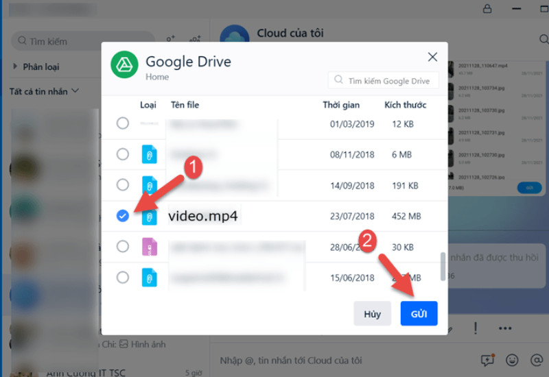 Gửi file dung lượng lớn bằng cách kết nối zalo trên máy tính với Google Drive bước 6