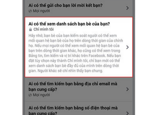 Hướng dẫn cách ẩn danh sách bạn bè trên Facebook trên điện thoại bước 3