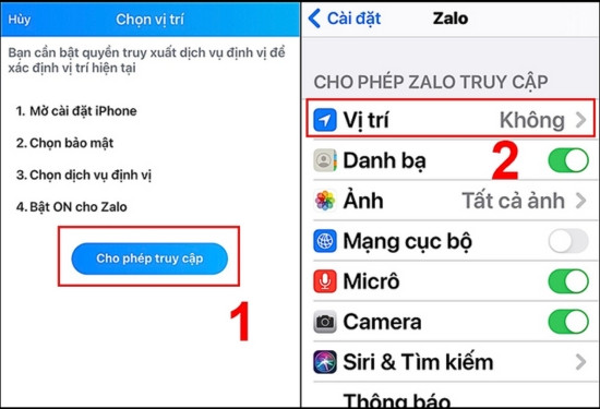 Hướng dẫn cách gửi định vị qua Zalo trên iPhone bước 2