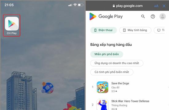 Hướng dẫn tải CH Play (Google Play) trên iPhone B4