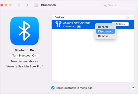 Ngắt kết nối AirPods khỏi Macbook