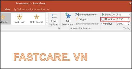 Tạo hiệu ứng gạch chân trong Powerpoint cách 1 bước 4