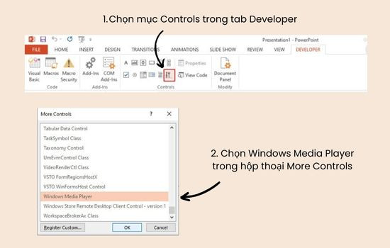 Thêm trình Windows Media Player vào PowerPoint bước 3
