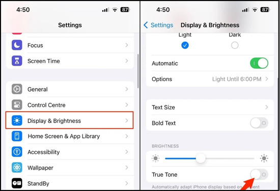 thông qua tính năng True Tone và Face ID
