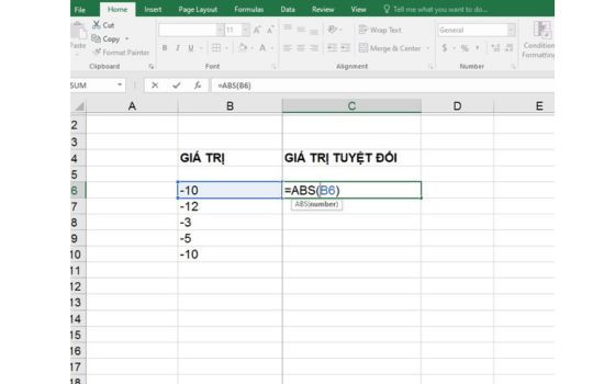 Cách chuyển từ số âm sang số dương trong Excel bằng Hàm ABS