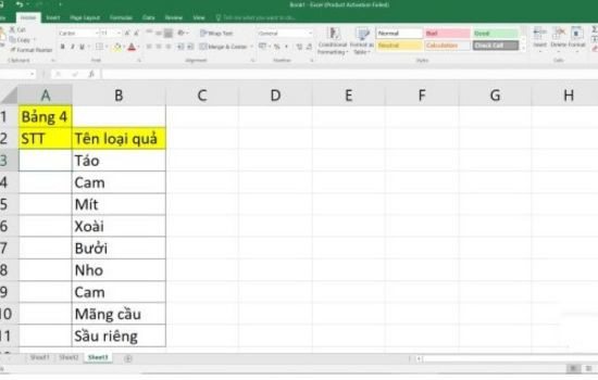 Hàm đánh số thứ tự tự động trong Excel bằng hàm ROW()-n