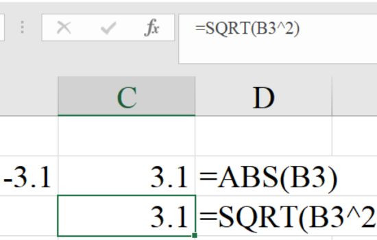 Cách chuyển từ số dương sang số âm trong Excel dùng hàm SQRT