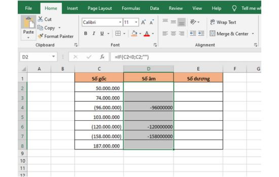 Cách chuyển đổi từ số âm sang dương trong Excel là nhân với – 1