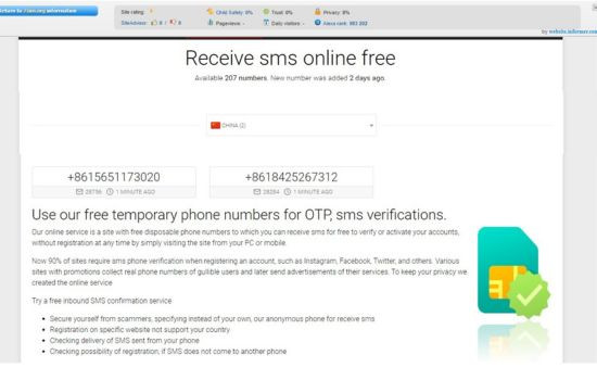 Tạo số điện thoại ảo Trung Quốc nhận SMS trên trang 7sim.org 