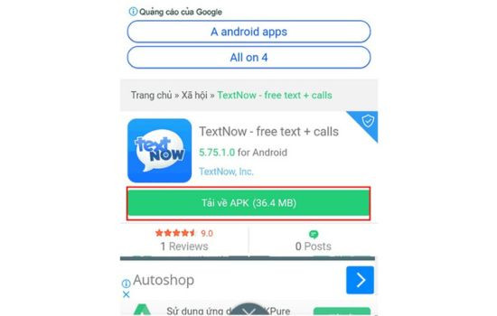 App tạo số điện thoại ảo Hàn Quốc miễn phí Text Now APK