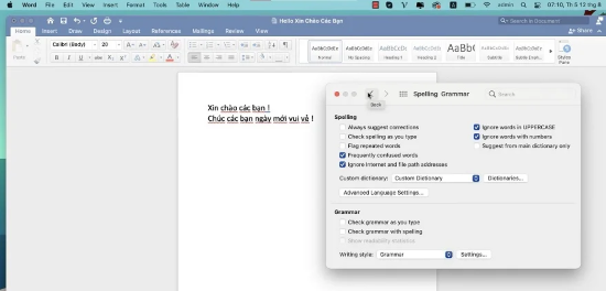 cách bỏ dấu gạch đỏ trong Word trên Macbook bước 4