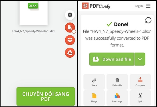 Cách chuyển file Excel thành file PDF online bằng PDFCandy bước 4