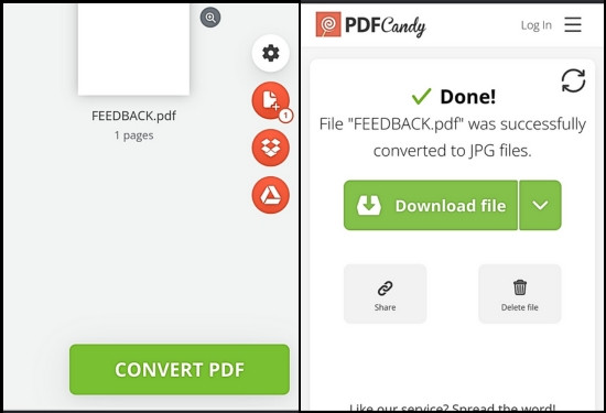 Cách chuyển file PDF thành JPG bằng PDFCandy bước 3