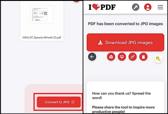 Cách chuyển file PDF thành JPG trên ILovepdf bước 4