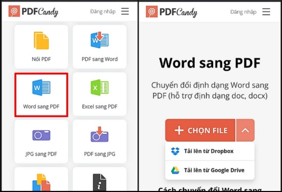 Cách chuyển file Word thành file PDF thông qua PDFCandy bước 2