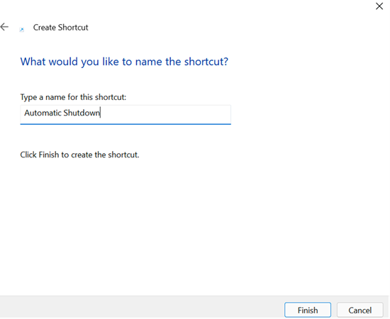 Cách hẹn giờ tắt máy tính Win 11 bằng shortcut trên Desktop bước 3