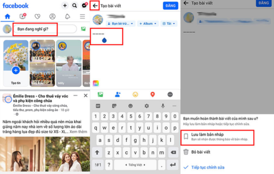 cách tìm bản nháp đã lưu trên Facebook