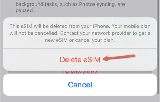 Cách xóa eSIM trên iPhone bước 4