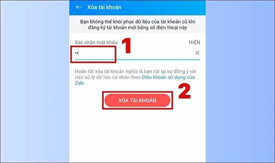 Cách xóa tài khoản Zalo vĩnh viễn bước 4