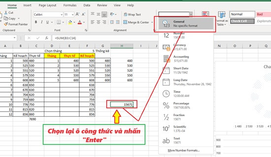 Chỉnh định dạng sửa lỗi file Excel không chạy công thức bước 2