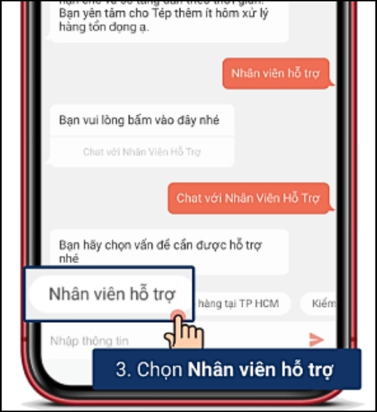 Chat với Nhân viên hỗ trợ bước 2