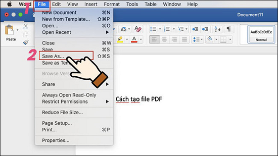 Cách chuyển đổi từ file Word sang PDF bằng tính năng Save As