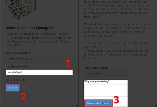Hướng dẫn cách xóa tài khoản Telegram ngay lập tức B5 Hướng dẫn cách xóa tài khoản Telegram ngay lập tức B5