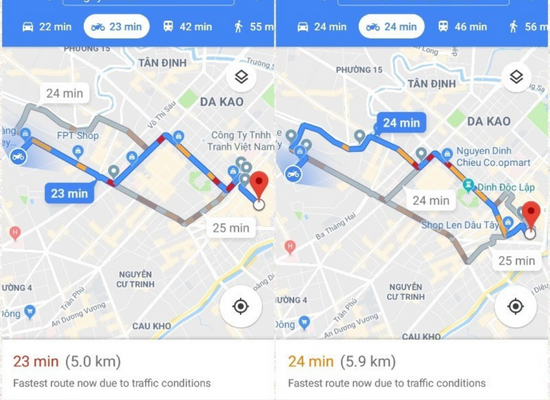 Lưu ý khi xem tình hình giao thông trên Google Maps