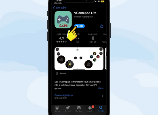  VGamepad Lite: App biến iPhone thành tay cầm chơi game bước 2