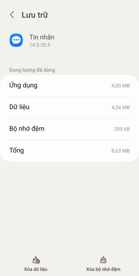 Xóa cache ứng dụng tin nhắn