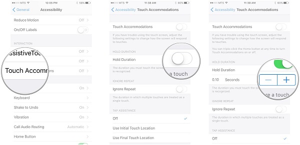Điều chỉnh độ nhạy màn hình bằng Touch Accommodations trên iPhone 5