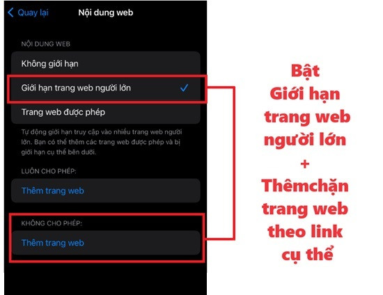 Cách chặn trang web trên iPhone bước 2