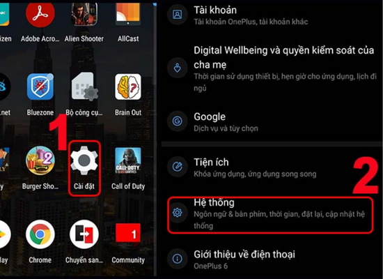 Cập nhật phiên bản Android bước 1 Cập nhật phiên bản Android bước 1