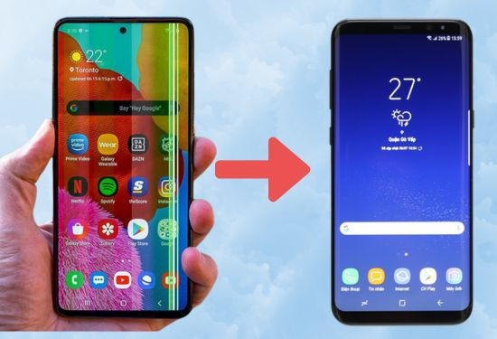 trước và sau khi thay màn hình Samsung