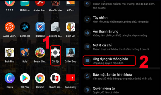 Xóa dữ liệu và bộ nhớ đệm bước 1 Xóa dữ liệu và bộ nhớ đệm bước 1