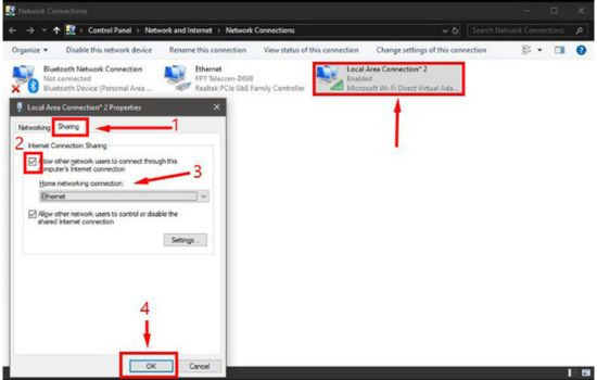 Cách phát Wifi từ Laptop sang điện thoại iPhone trên Windows 10 admin bước 4