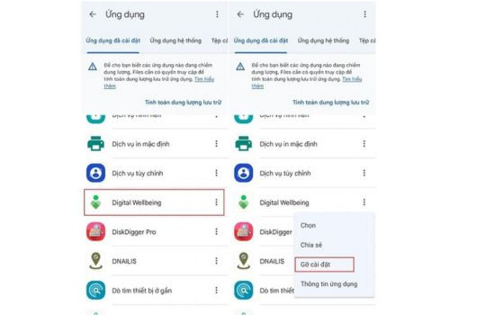 Không vào được cài đặt trên điện thoại Samsung gỡ Digital Wellbeing
