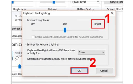Cách bật tắt đèn bàn phím laptop HP Win 11 bằng Control Panel bước 4 Cách bật tắt đèn bàn phím laptop HP Win 11 bằng Control Panel bước 4
