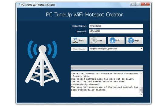  Sử dụng phần mềm phát Wifi từ PCTuneUp Free Wifi Hotspot Creator