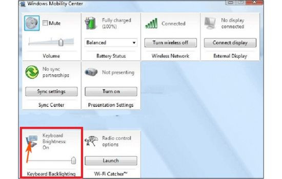 Sử dụng Windows Mobility Center bước 2-1