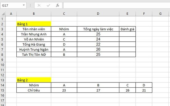 Ví dụ 3: Kết hợp hàm HLOOKUP với hàm IF.