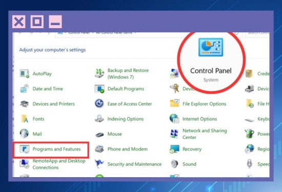 Bước 1 xóa các phần mềm khả thi bằng Control Panel