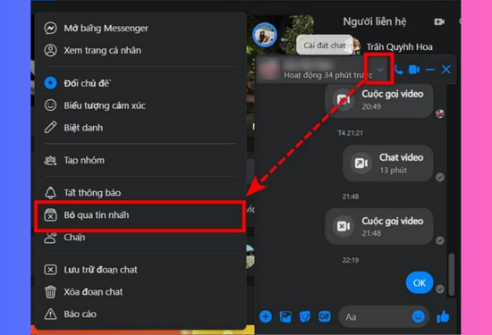 Cách bỏ qua tin nhắn trên Messenger bằng máy tính bước 3