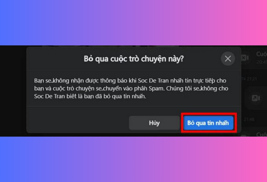 Cách bỏ qua tin nhắn trên Messenger bằng máy tính bước 4