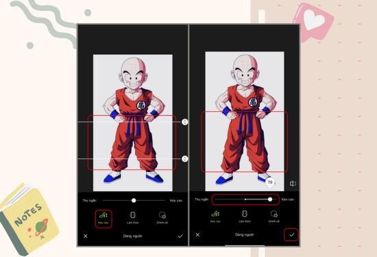 Cách kéo dài chân trong ảnh trên Hypic bước 3