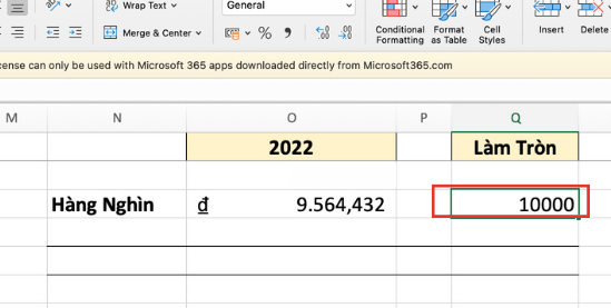 Cách làm tròn đến hàng nghìn trong Excel bằng hàm Round bước 2