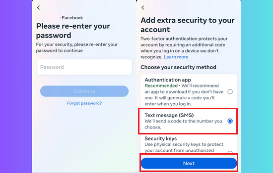 Cách lấy mã đăng nhập Facebook thông qua tin nhắn SMS bước 3
