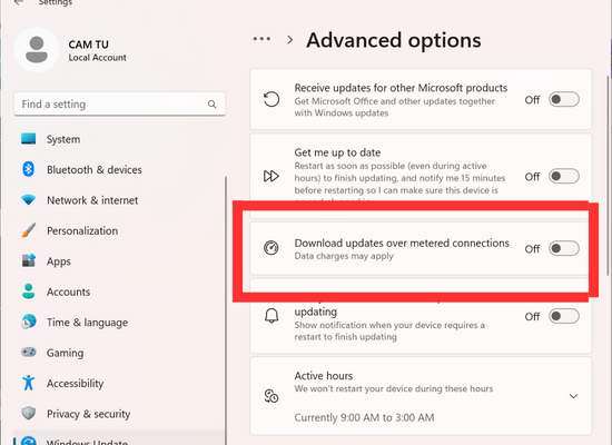 Cách tắt update Win 11 bằng cài đặt mạng bước 2