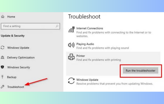 Chạy trình khắc phục sự cố Troubleshoot