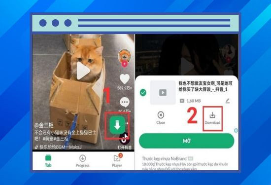 chọn biểu tượng Video tải xuống
